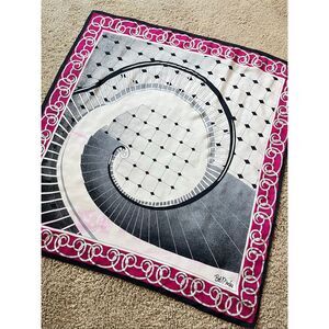 VTG Bob Mackie Silk Scarf Op Art Staircase Illusion Metallic 80s Statement 33"